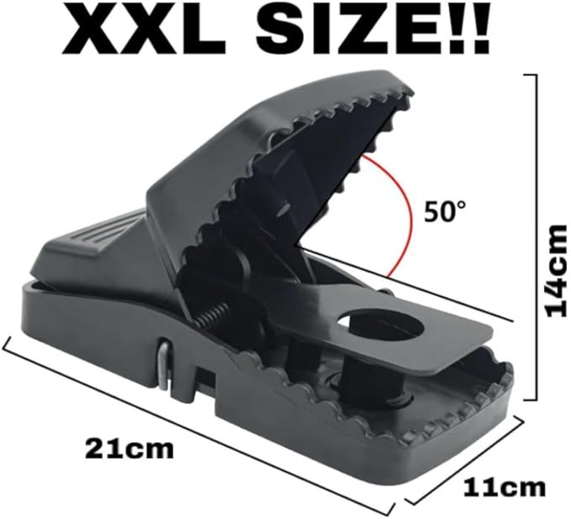 XXL Rattenfalle 21 cm – 2er Set Extra Große Schlagfallen gegen Ratten – Bild 3