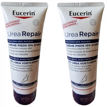Eucerin UreaRepair PLUS Fußcreme 10% Urea Doppelpack – 2 x 100ml Fußpflege für sehr trockene, raue Haut