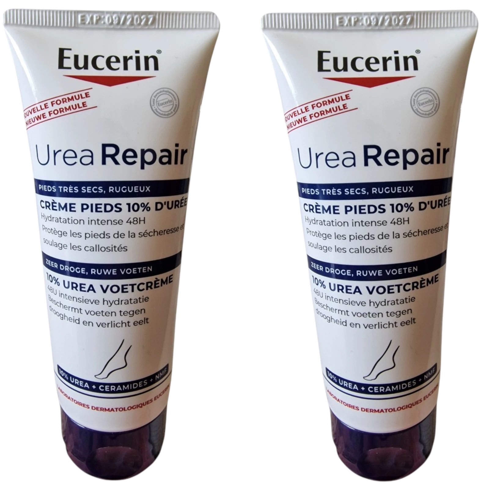 Eucerin UreaRepair PLUS Fußcreme 10% Urea Doppelpack – 2 x 100ml Fußpflege für sehr trockene, raue Haut